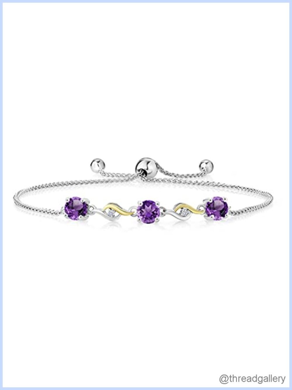 Gem Stone King 3-Stone Tennis Bracelet Women 925 Silver 10K Yellow Gold 5MM
